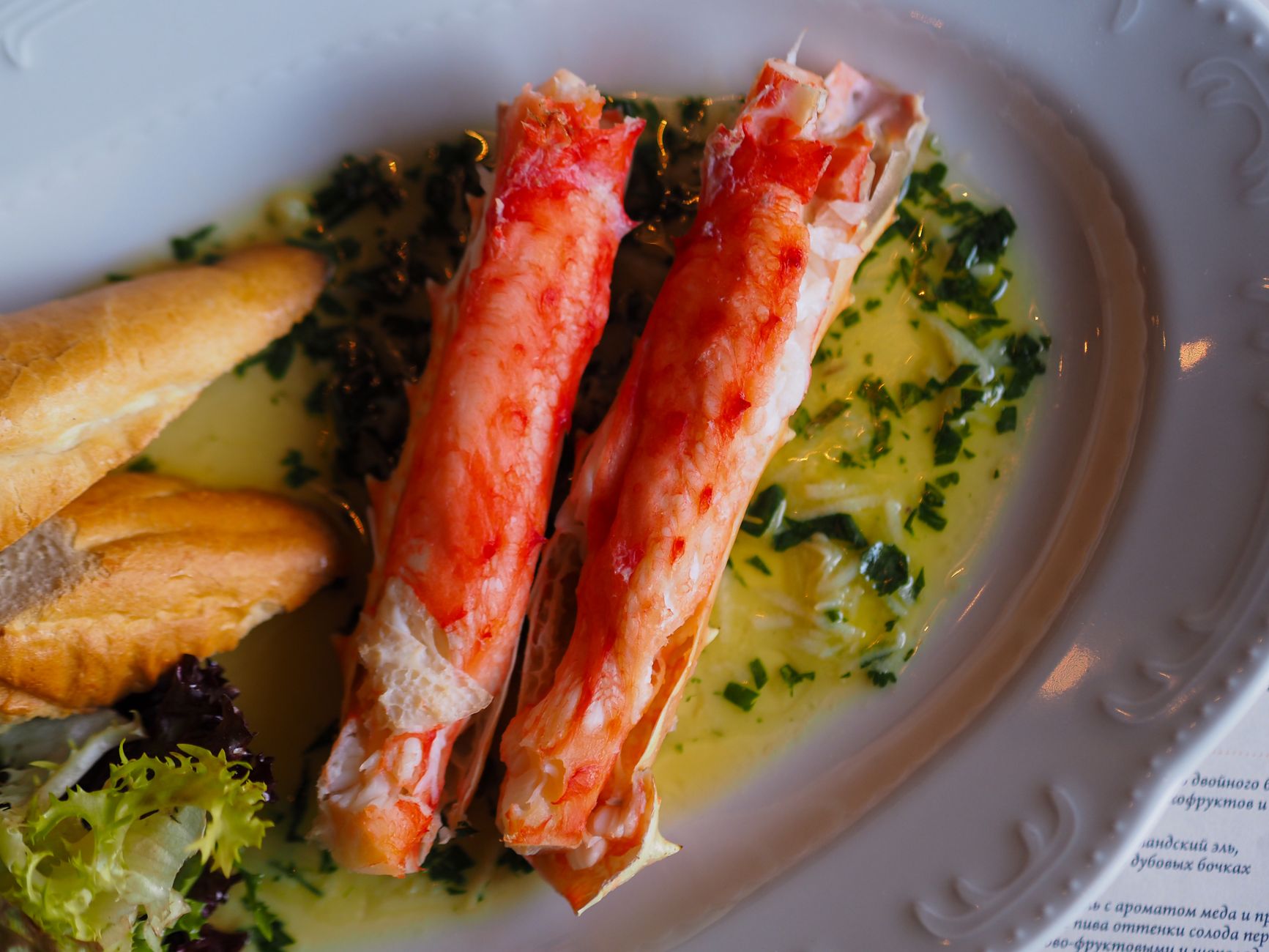 Snow crab legs served on a platter
