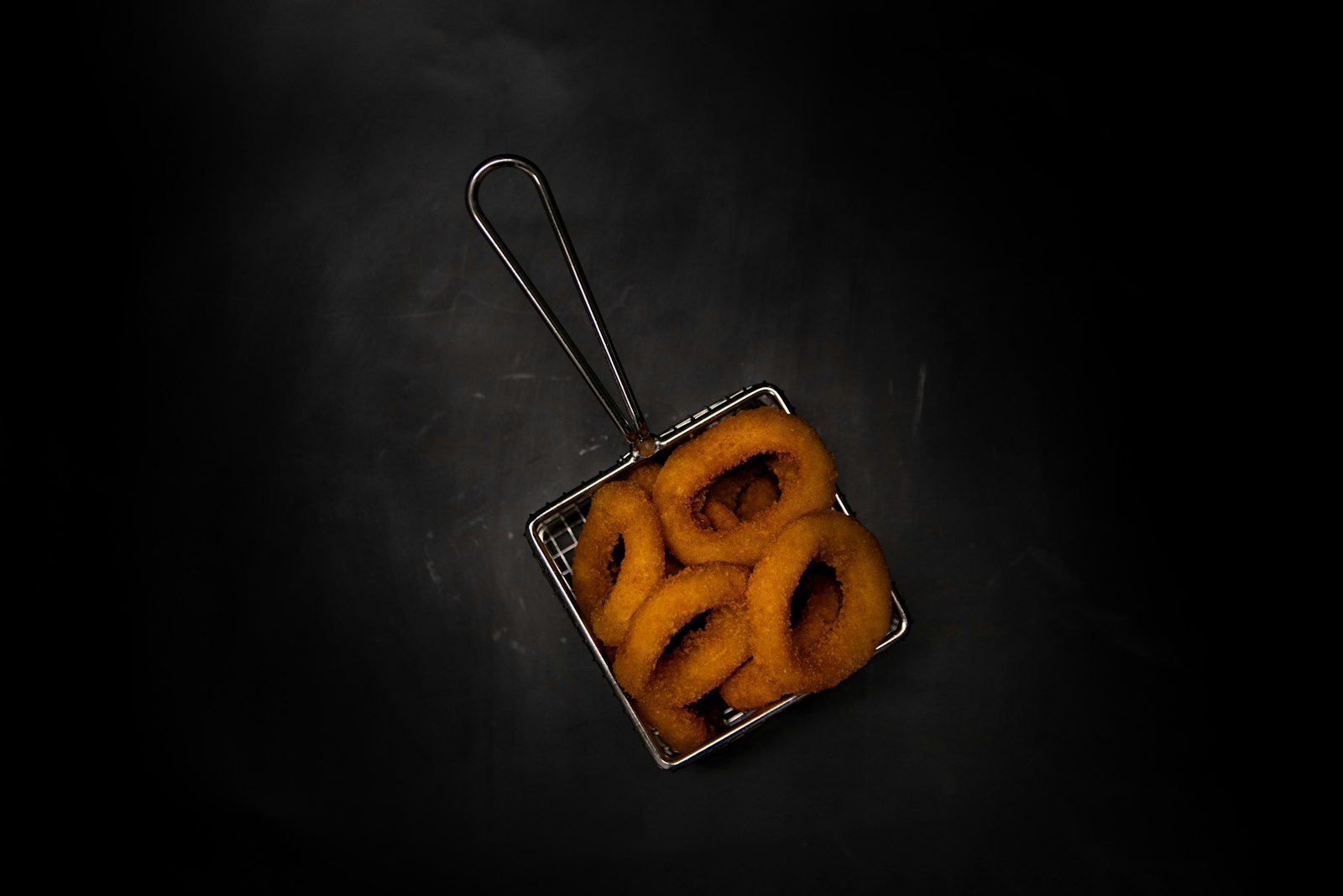 Golden battered onion rings